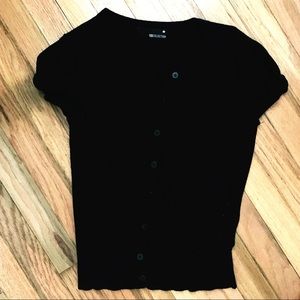 Short Sleeve Button Up Bow Cardigan